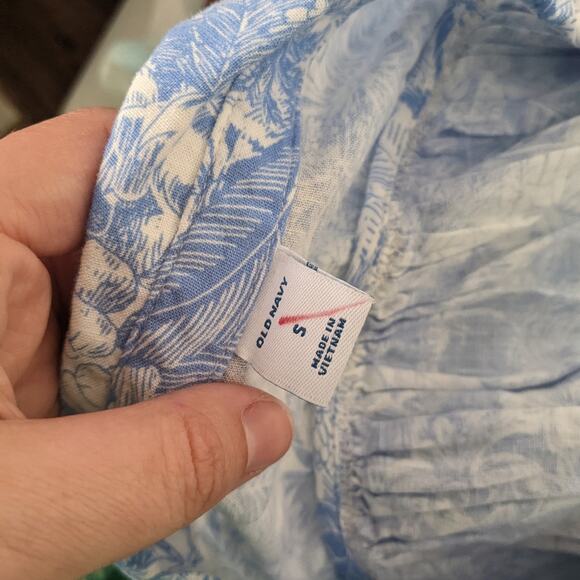 Old Navy Linen Cotton Blend Oversized Button Down Short Sleeve Small - Picture 2 of 6